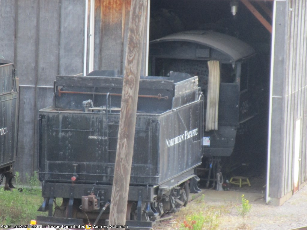 NP 328 Cab inside & Tender Outside the Shed